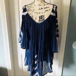 Vintage Havana Whimsical Blue Tunic  Dress Small